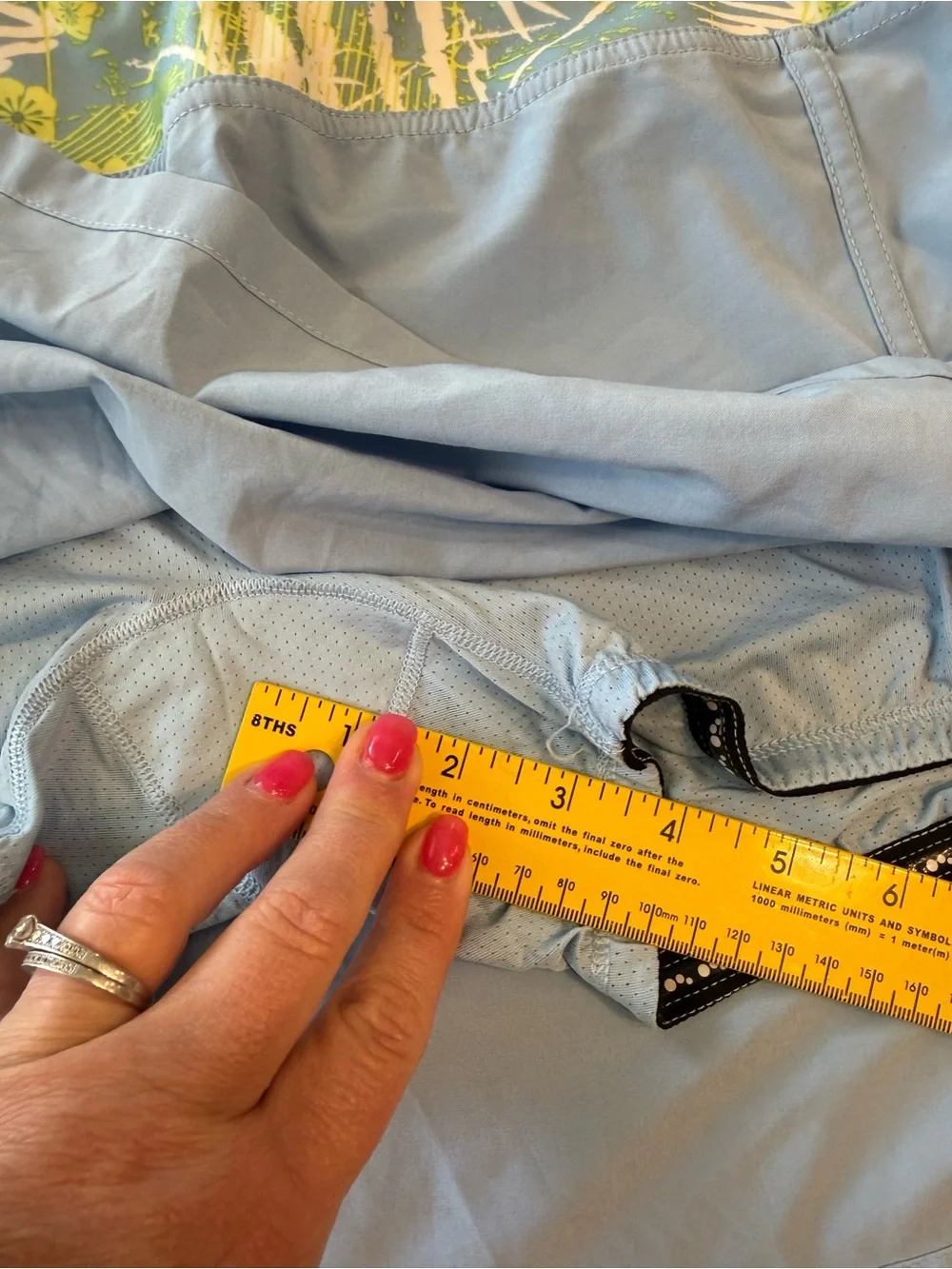 Brooks Women’s Running Skort Light Blue w/ Green Floral Waistband Pleated size L - Picture 8 of 10